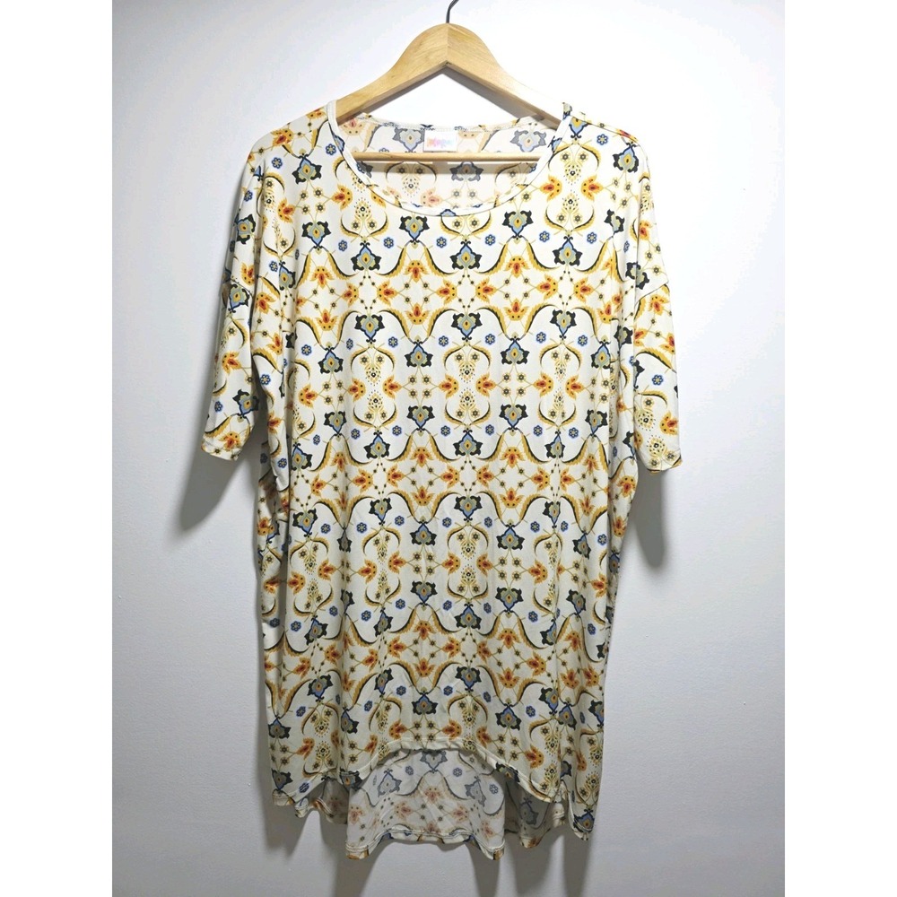 LuLaRoe Women's Blouse Tunic Top High-low Geometric Floral Pattern Size M